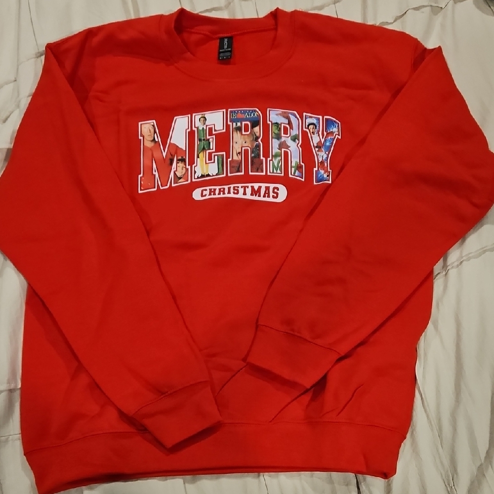Gildan Red Merry Christmas Crewneck Sweater